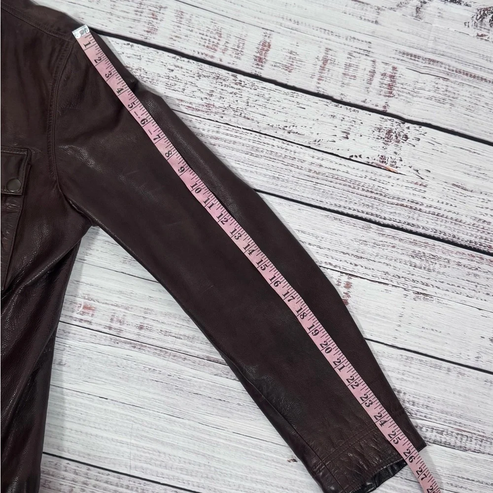 Lucky Brand Men's Brown Leather Zip Up Bomber Jacket